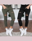 Nowy 2016 Skinny Jeans Kobiet Denim Spodnie Otwory Zniszczone Kolana Ołówek Spodnie Na Co Dzień Spodnie Black White Stretch Ripp