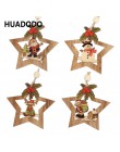 HUADODO 4 sztuk drewniane gwiazda ozdoby choinkowe zawieszki ozdoby na boże narodzenie Ornament dekoracyjny nowy rok dla dzieci 