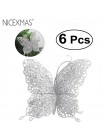 NICEXMAS 6 sztuk boże narodzenie motyl 3 "/8cm dekoracje na boże narodzenie boże narodzenie ozdoby choinkowe dekoracje weselne