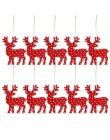 10 sztuk/zestaw biały czerwona choinka Ornament drewniane wiszące zawieszki anioł śnieżny dzwon ełk gwiazda dekoracje na boże na