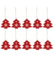10 sztuk/zestaw biały czerwona choinka Ornament drewniane wiszące zawieszki anioł śnieżny dzwon ełk gwiazda dekoracje na boże na