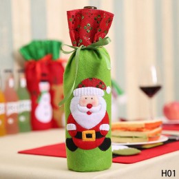 1pc dekoracje na boże narodzenie dla domu wina Santa Claus pokrowiec na termofor torba worek św. Mikołaja dekoracji