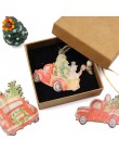 9 sztuk/partia kreatywny drukowane samochód prezent na Boże Narodzenie drewniane zawieszki ozdoby rzemiosło drewna zabawki dla d