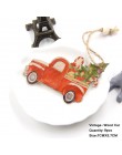9 sztuk/partia kreatywny drukowane samochód prezent na Boże Narodzenie drewniane zawieszki ozdoby rzemiosło drewna zabawki dla d
