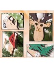3 sztuk nowy rok 2020 naturalne drewno ozdoba choinkowa drewniane wiszące zawieszki prezenty w kształcie łosia Elk boże narodzen