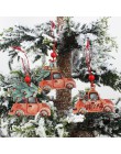 HUADODO 3 sztuk w stylu Vintage boże narodzenie do ciężarówek z drzewa ozdoby drewniane dekoracje świąteczne dla ozdoba na choin