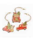 HUADODO 3 sztuk w stylu Vintage boże narodzenie do ciężarówek z drzewa ozdoby drewniane dekoracje świąteczne dla ozdoba na choin