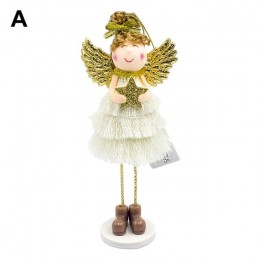 Boże narodzenie lalka stoi anioł Wings śliczne anioł Plush Doll świąteczne ścianie wystrój domu ozdoby wisiorek dzieci Xmas prez