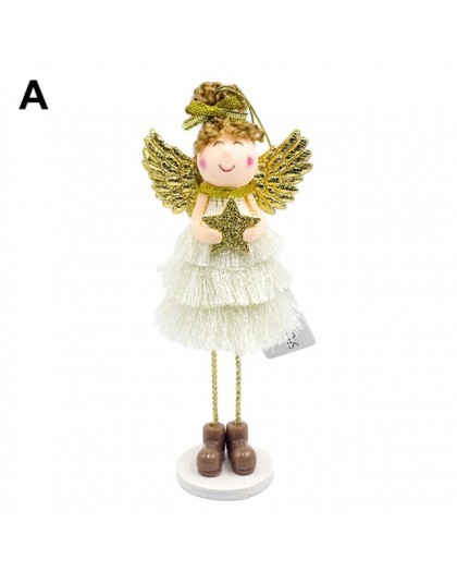 Boże narodzenie lalka stoi anioł Wings śliczne anioł Plush Doll świąteczne ścianie wystrój domu ozdoby wisiorek dzieci Xmas prez