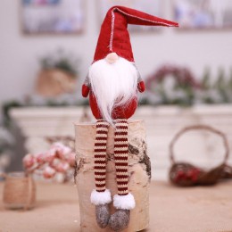 Śliczne dekoracje świąteczne siedzi długie nogi bez twarzy Elf Doll dekoracje do domu 2019 nowy rok prezent dla dzieci