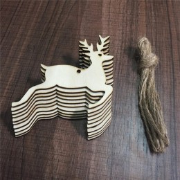10 sztuk DIY boże narodzenie Deer Head renifer Xmas drzewa wiszące drewniane wisiorki ozdoby dekoracje świąteczne dla domu Navid