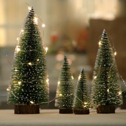 Hot Mini choinki płatki śniegu sztuczne świąteczne Mini ozdoby cedrowe festiwal stół miniaturowe ozdoby do dekoracji domu E