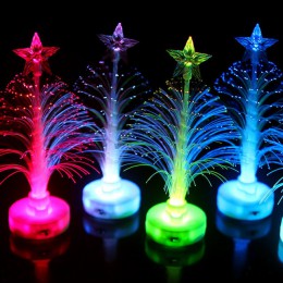 HOT kolorowe włókna światłowodowe LED światła-up Mini boże narodzenie drzewo z Top Star zasilany z baterii NDS66