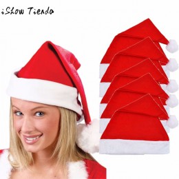 5/pc dla dorosłych Unisex dorosłych boże narodzenie Xmas Red czapki Santa nowość kapelusz na boże narodzenie Party boże narodzen