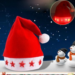 Świecące boże narodzenie kapelusz świecące LED czerwony miga gwiazda Kapelusz dla Św. Mikołaja dla dorosłych