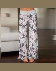 Przyczynowy Kobiety Jesień Kwiat Wydruku Spodnie 2018 Sznurek Szerokie Spodnie Nogi Luźne Proste Spodnie Długie Spodnie Plus Siz