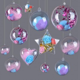 10 sztuk z tworzywa sztucznego wyczyść kulki boże narodzenie ozdoby wiszące okrągłe bombki Candy Ornament Xmas drzewa na zewnątr