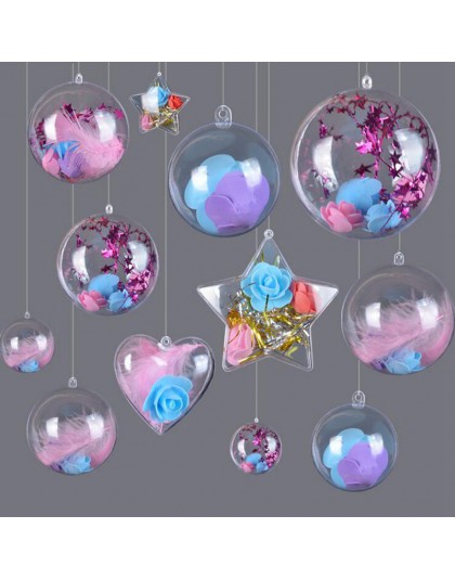 10 sztuk z tworzywa sztucznego wyczyść kulki boże narodzenie ozdoby wiszące okrągłe bombki Candy Ornament Xmas drzewa na zewnątr