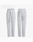 2018 moda jesień kobiety na co dzień w połowie talii spodnie białe paski muszkę sznurek słodkie elastyczne kieszenie w pasie spo
