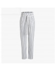 2018 moda jesień kobiety na co dzień w połowie talii spodnie białe paski muszkę sznurek słodkie elastyczne kieszenie w pasie spo
