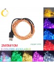 LED String lights 10M 5M 2M srebrny drut Garland Home boże narodzenie Wedding Party Decoration zasilany 5V akumulator USB bajki 