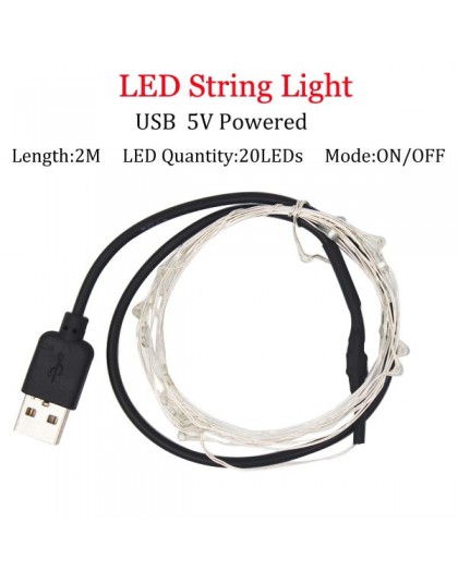 LED String lights 10M 5M 2M srebrny drut Garland Home boże narodzenie Wedding Party Decoration zasilany 5V akumulator USB bajki 