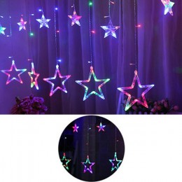 LED String światła Pentagram gwiazda kurtyna świetlna bajki ślub urodziny lampki świąteczne dekoracji wnętrz światła 220V IP44