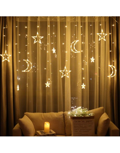 Księżyc gwiazda lampa LED lampa LED String Ins boże narodzenie światła dekoracji świąteczna światełka lampa kurtyna ślubne Neon 