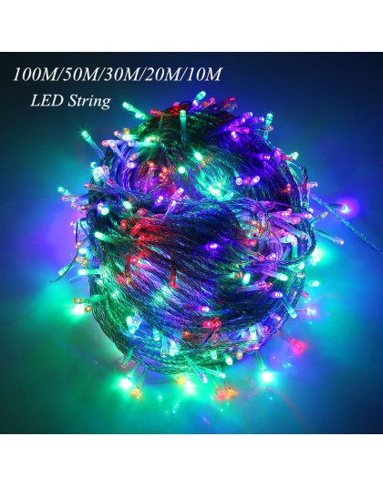 10M 20M 30M 50M 100M Patio LED string Fairy światła wakacje boże narodzenie dekoracje ślubne AC220V wodoodporne oświetlenie zewn