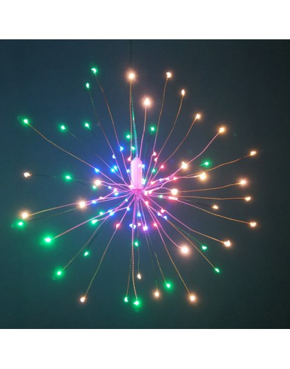 Festiwal wiszące Starburst String światła 100-200 diody led DIY fajerwerków miedź wróżka Garland boże narodzenie światła na zewn