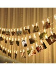 Garland karty zdjęcie sznur ze świecącymi klipsami 1.5 M 10 diod Led Led Fairy światła Xmas sypialnia DIY Clothespin kształty ba