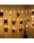 Garland karty zdjęcie sznur ze świecącymi klipsami 1.5 M 10 diod Led Led Fairy światła Xmas sypialnia DIY Clothespin kształty ba