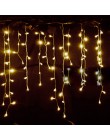 Świąteczne dekoracje zewnętrzne 4.5 m Droop 0.3-0.5 m kurtyna sopel światełka taśmowe LED 220 V/110 V nowy rok ogród Xmas weddin