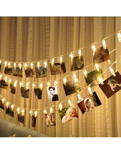 10 20 40 LED Garland karty zdjęcie klip Led String Fairy światła zasilane bateryjnie świąteczne girlandy ślubne walentynki dekor