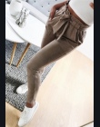 MCCKLE Paski Strechy Elastyczna Wysokiej Talii Spodnie Harem Kobiet Bowtie Belt Slim Długie Spodnie kobiet Przypadkowy Capris Z 