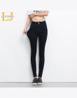 LEIJIJEANS 2018 jeans kobiety Plus size Czarne dżinsy Wysokiej Talii Denim kobiet spodnie wysokie elastyczne Skinny Ołówek Stret