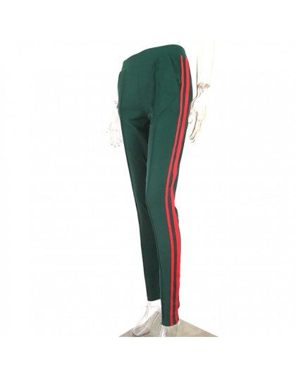 DutteDutta 2017 Kobiet Wysokiej Talii Spodnie Harem Jesień Treningu Zielone Paski Spodnie Sportowe Spodnie Elastyczne Spodnie Na