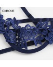 COLROVIE niebieskie szelki aplikacje fiszbiny seksowna kobiety bliscy 2019 czarny stringi stringi przezroczysta bielizna damska 