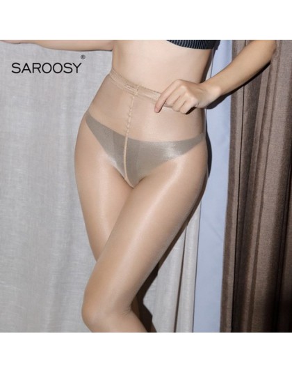 SAROOSY nowy Sexy 40 D olej błyszczące rajstopy dla kobiet otwórz Crotch wysokie elastyczne pończochy z jednej linii krocza szcz