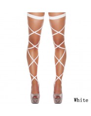 Seksowna bielizna kobiety wysokie pończochy pończochy gotycki krzyż bandaż nogi Wrap erotyczne kostium taniec na rurze klub Part