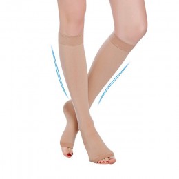 Open Toe kolana wysokie 20-30 mmHg medyczne pończochy uciskowe (1 para)