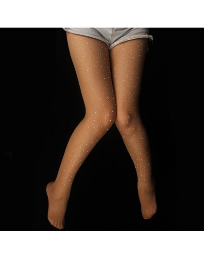 2019 seksowne rajstopy damskie błyszczące kabaretki stocking wysokiej jakości pusta siatka diamenty plaid rajstopy mieniące się 
