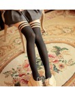 Popularne w japonii dziewczyna kobiety Sexy aksamitne podwójne paski rajstopy fałszywe wysokie pończochy rajstopy makiety wysoki