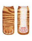 Kobiety moda 3D zwierzęta kot Paw Print skarpetki Zebra wzór Kawaii krótkie bawełniane skarpety świąteczne śliczne tygrys Low Cu