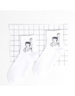 Harajuku śliczne Emoji wzorzyste skarpetki kobiety Cartoon list bawełna fajne krótkie skarpetki Hipster deskorolka kostki śmiesz