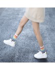 Ulzzing nowy Rainbow paski wzorzyste śmieszne krótkie skarpetki kobiety fajne bawełniane skarpetki Harajuku kobiet mody kolorowe