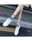 Ulzzing nowy Rainbow paski wzorzyste śmieszne krótkie skarpetki kobiety fajne bawełniane skarpetki Harajuku kobiet mody kolorowe