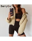 BerryGo dorywczo sztruks gruby parka płaszcz zimowy ciepłe moda odzież wierzchnia płaszcze kobiety oversize streetwear kurtka pł