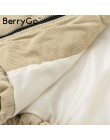 BerryGo dorywczo sztruks gruby parka płaszcz zimowy ciepłe moda odzież wierzchnia płaszcze kobiety oversize streetwear kurtka pł