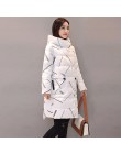 Elegancka z długim rękawem ciepły zamek parki kobiety kurtka zimowa urząd Lady 2019 nowa moda zima długa kurtka z kapturem płasz